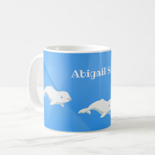 Mug Baleine Beluga personnalisée Bleu et Océan blanc