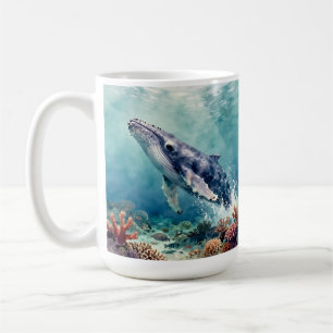 Mug Baleine bleue océanique et poème côtier