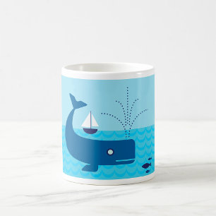 Mug Baleine nautique et voilier Océan Blue Sea