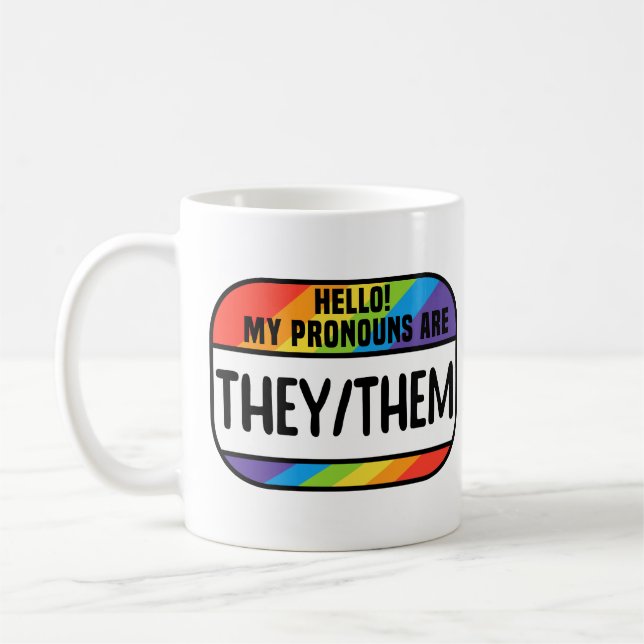 Mug Balise de nom LGBT Pronononouns non binaires Ils (Gauche)