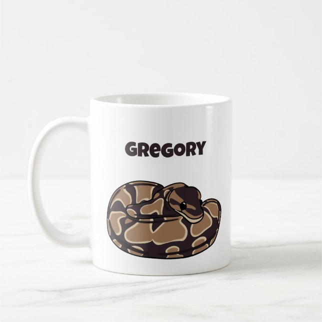 Mug Ball Python Snake, Brown et Tan Personnalisé (Gauche)
