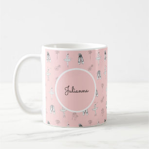 Mug Ballerina rose et fleurs
