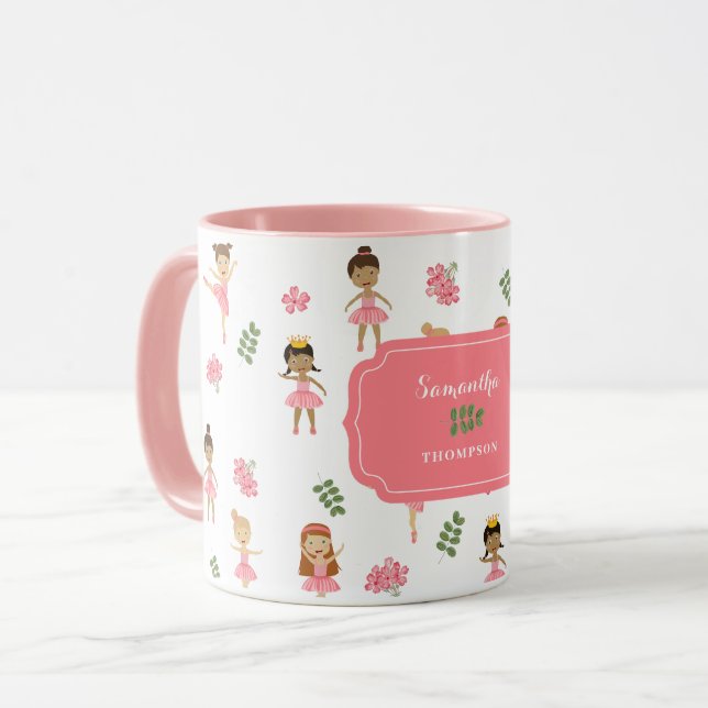 Mug Ballet Pink Ballerinas Danser Motif fille (Devant gauche)