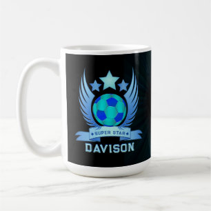 Mug Ballon de Football Bleu Néon Cadeaux Personnalis