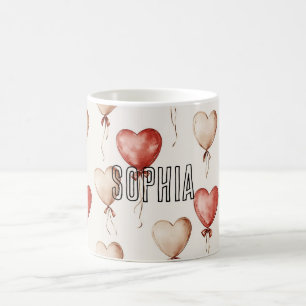 Mug Ballons Coeur Crème Rouge