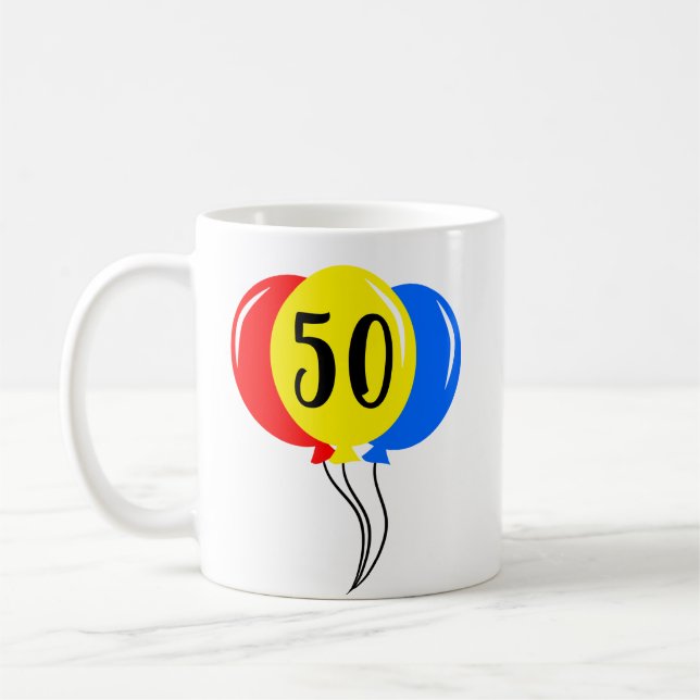 Mug Ballons colorés cinquième anniversaire (Gauche)