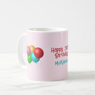Mug Ballons d'anniversaire personnalisés 30e anniversa