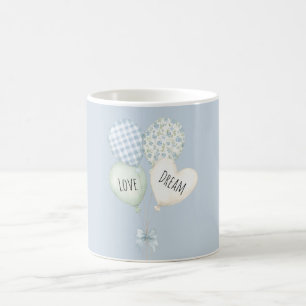 Mug Ballons de rêve d'amour de cœur blanc de menthe bl