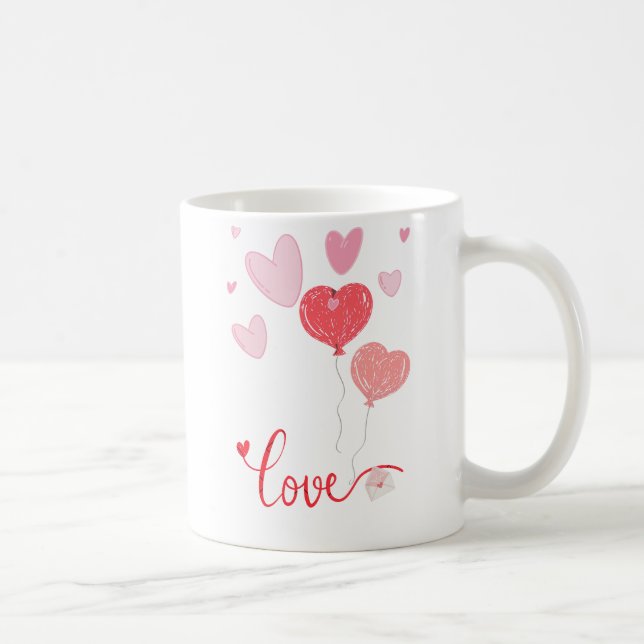 Mug Ballons et Coeurs d'Amour Adorable - Saint Valenti (Droite)