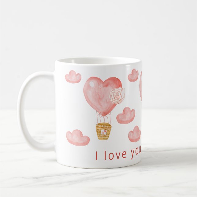 Mug Balloon de coeur Valentine personnalisée personnal (Gauche)