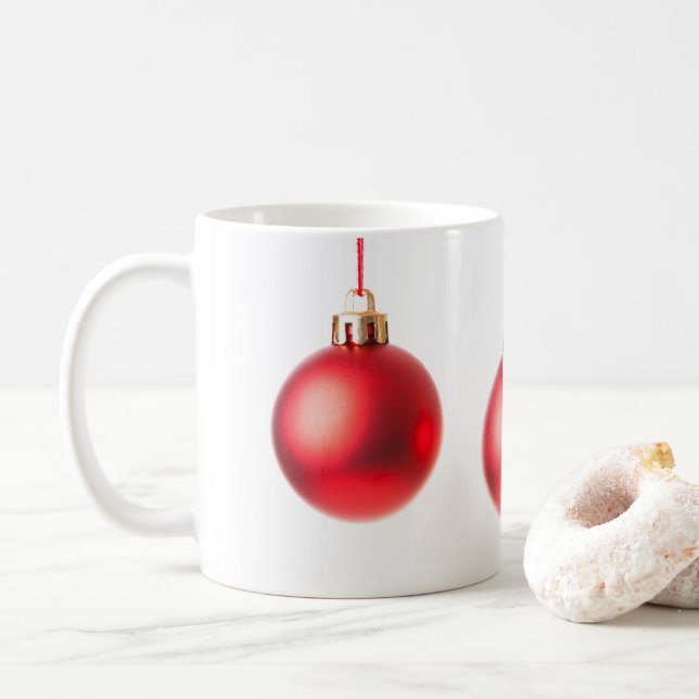 Mug Balls de Noël rouge photo (Avec donut)