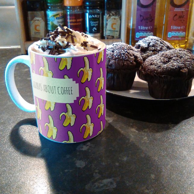 Mug Bananes À propos de café Purple Arrière - plan Ban (Créateur téléchargé)