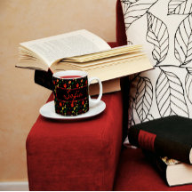 Bande de café motif rouge pavot noir