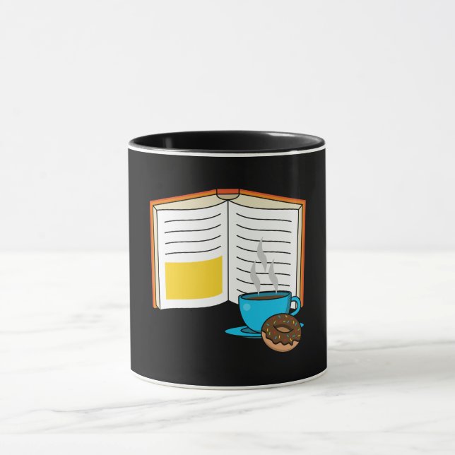 Mug Bande dessinée café et beignet de livre (Centre)