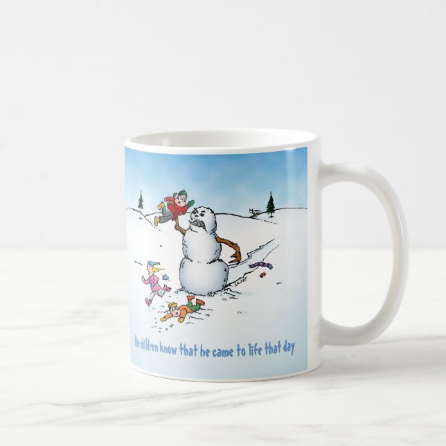 Mug Bande dessinée drôle de bonhomme de neige de tueur (Droite)