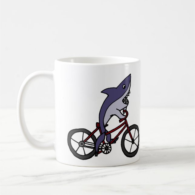 Mug Bande dessinée idiote de bicyclette d'équitation (Gauche)