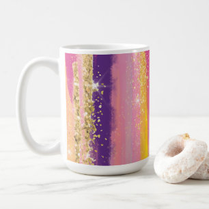 Mug Bandes arc-en-ciel colorées avec Parties scintilla