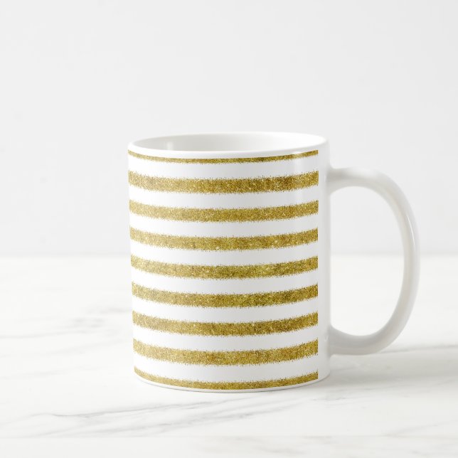 Mug Bandes chic or et blanc (Droite)