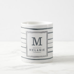 Mug Bandes d'aquarelle du cadre carré Nom personnalisé