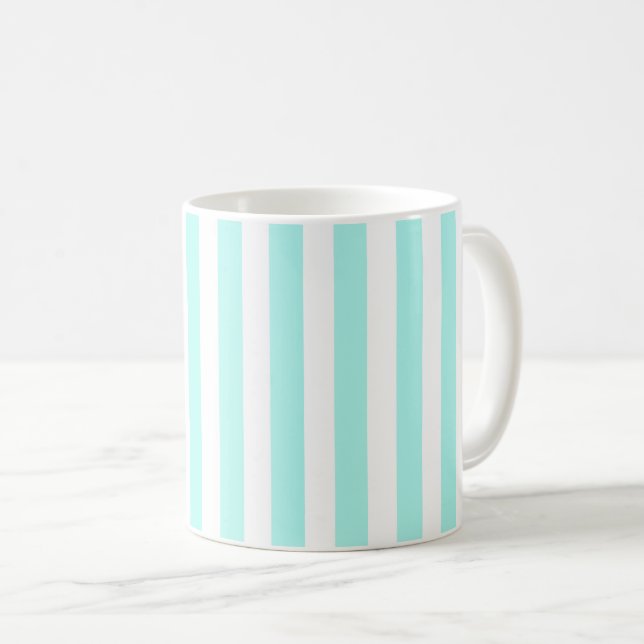 Mug Bandes de bonbons turquoise et blanche (Devant droit)