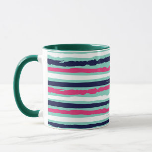 Mug Bandes de peinture rose verte et bleue