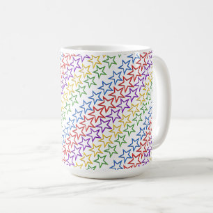 Mug - Bandes diagonales d'étoiles colorées