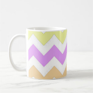 Mug bandes en zigzag de couleur pastel rose, bleu, jau