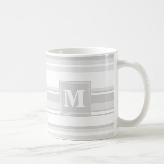 Mug Bandes gris clair monogrammes (Droite)