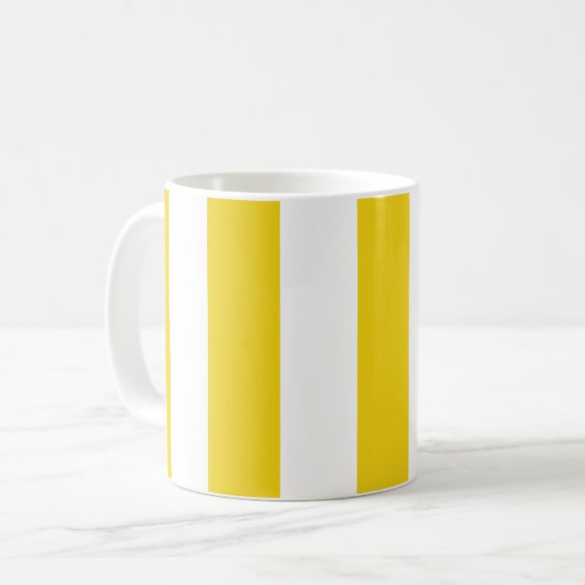 Mug Bandes Jaunes, Blancs, Motif rayé (Devant gauche)