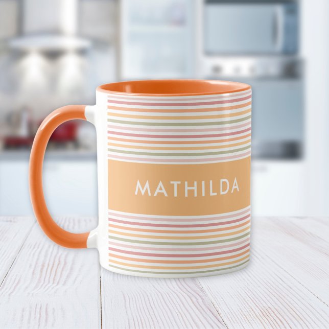 Mug Bandes lumineuses modernes (mug with stripes and name)