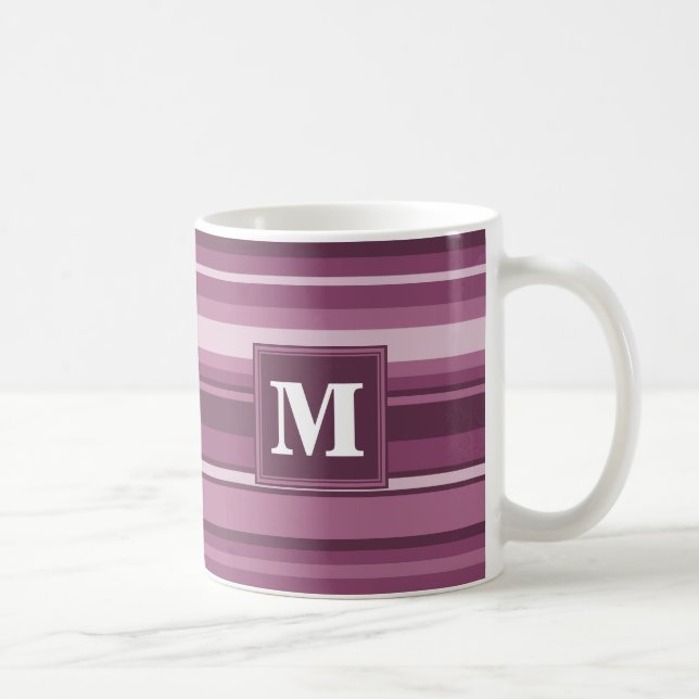 Mug Bandes mauve monogrammes (Droite)