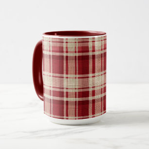 Mug Bandes Plaid Crème Rouge