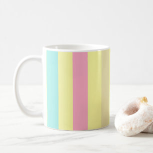 Mug Bandes roses, bleues et marron sur le jaune