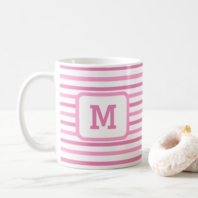 Mug Bandes roses mignonnes Personnalisées Une seule et (Avec donut)