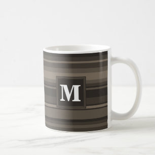 Mug Bandes taupe monogramme