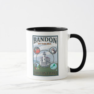 Mug Bandon, affiche de voyage d'OregonScenic