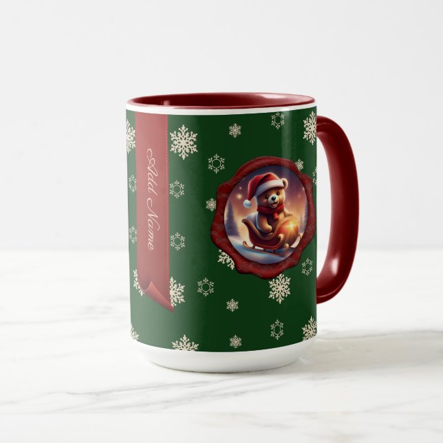 Mug Bannière personnalisée en jonc de Noël Vert (Devant droit)