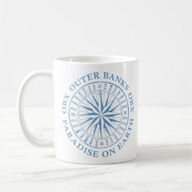 Mug Banques extérieures OBX Boussole marine Bleu Vinta (Gauche)