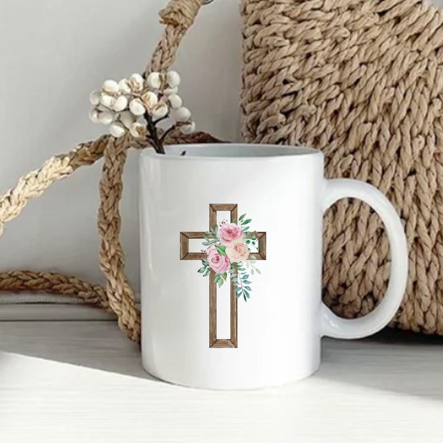 Mug Baptême de la croix florale (Créateur téléchargé)