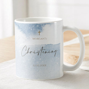 Mug Baptême garçon aquarelle bleue