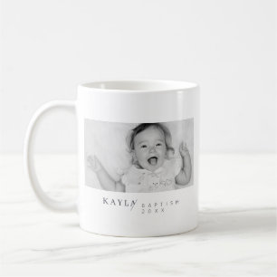 Mug Baptême Pour Son Nom De Photo Minimaliste Moderne