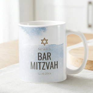 Mug Bar Mitzvah Aquarelle Bleu Poussiéreux