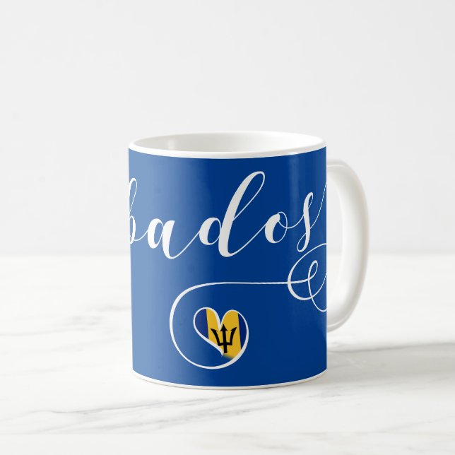Mug Barbados Heart Flag, Barbadien (Devant droit)