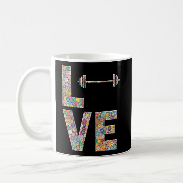 Mug Barbell Gym Workout Love Flowers (Gauche)