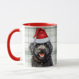 Mug Barbet Chien vacances Vert Plaid Noël