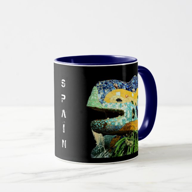 Mug Barcelone Art Mug, espagnol, Gaudi - Lizard (Devant droit)