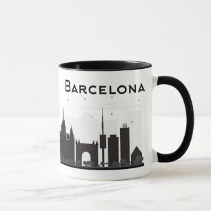 Mug Barcelone, Espagne horizon noir et blanc de de
