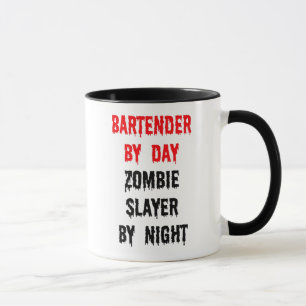 Mug Barman par jour Zombie Slayer par nuit