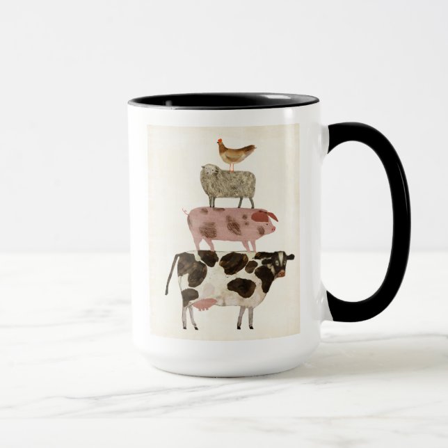 Mug Barnyard Buds - Vache, cochon, mouton et hen (Droite)