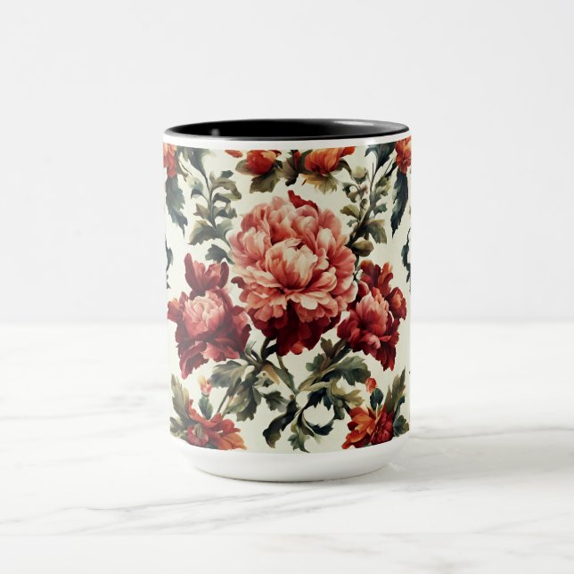 Mug baroque italien. Fleurs et Feuilles chics (Centre)